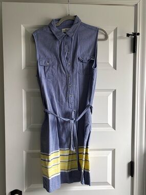 Vineyard Vines Sleeveless Blue Dress with Yellow Stripes